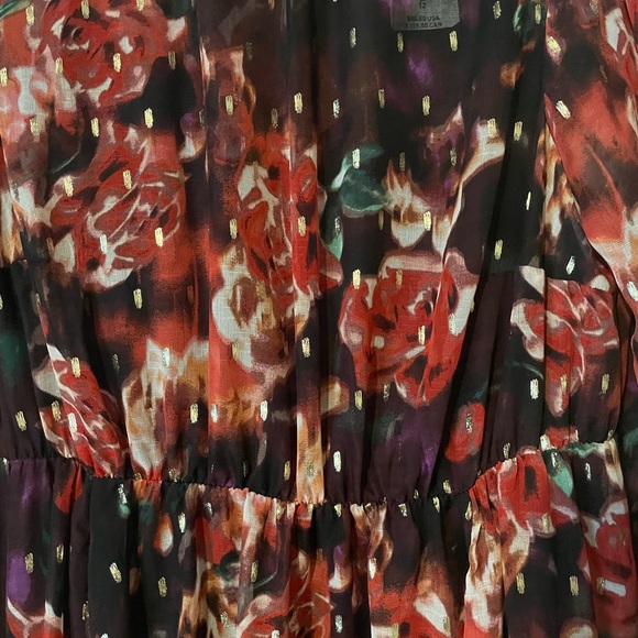 Torrid Floral Chiffon Mock Neck Midi Dress (plus size; size 0) - Picture 13 of 14